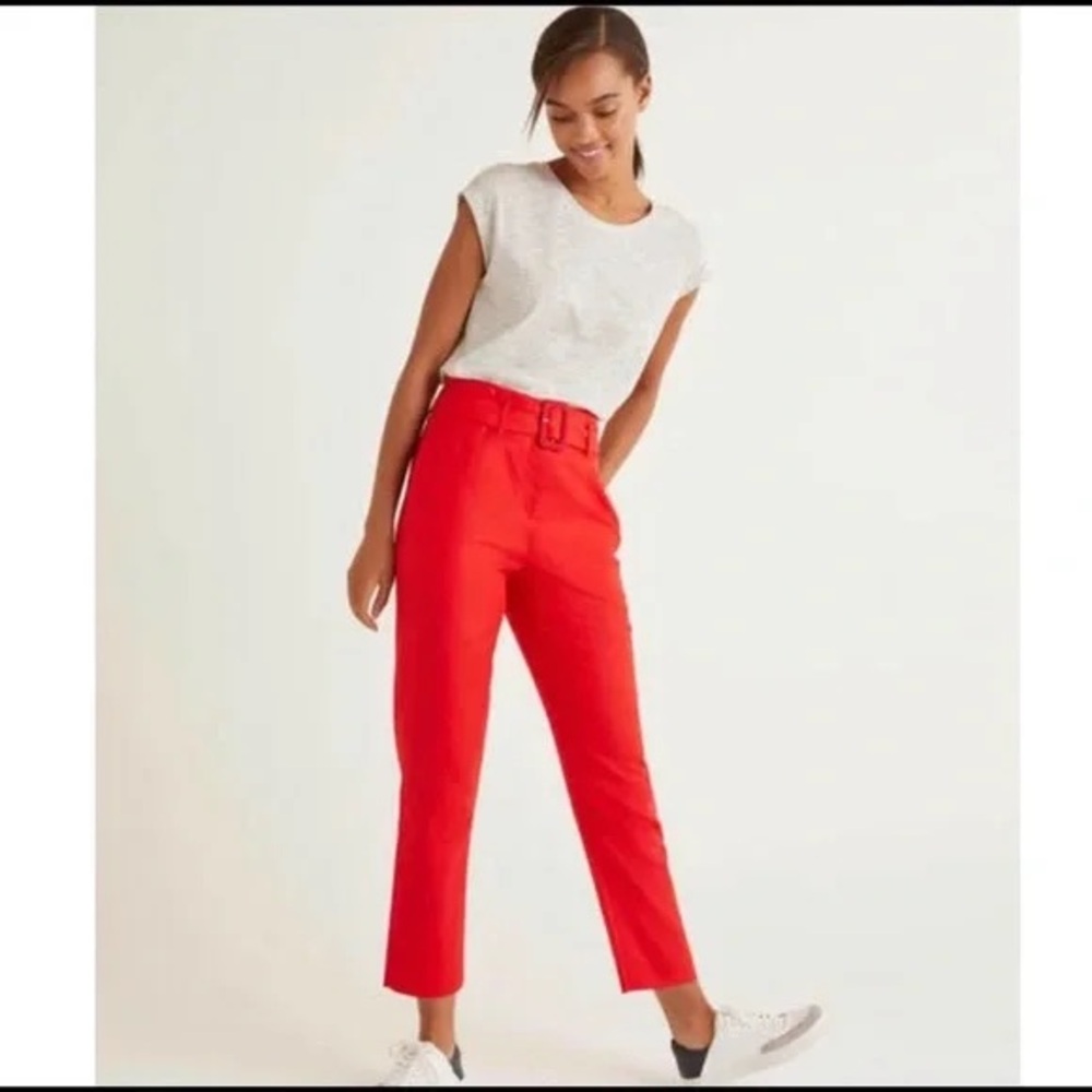 Biden Red Women's Crop Linen Pants Size 4
